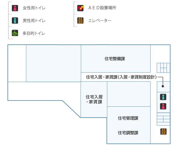 池田庁舎4階：女性用トイレ・男性用トイレ