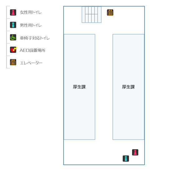 南館2階：女性用トイレ・男性用トイレ