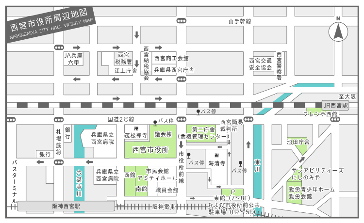 市役所周辺案内図