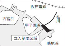 立ち入り制限地域の周辺図