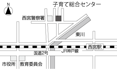 地図：子育て総合センター アクセスマップ