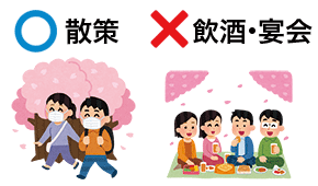 イラスト：花見をする場合は散策のみ