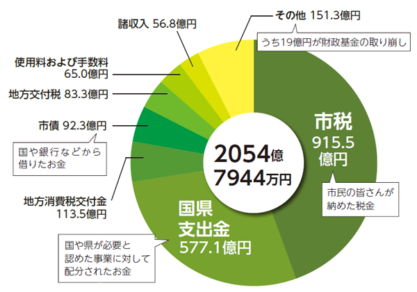 円グラフ:歳入の内訳