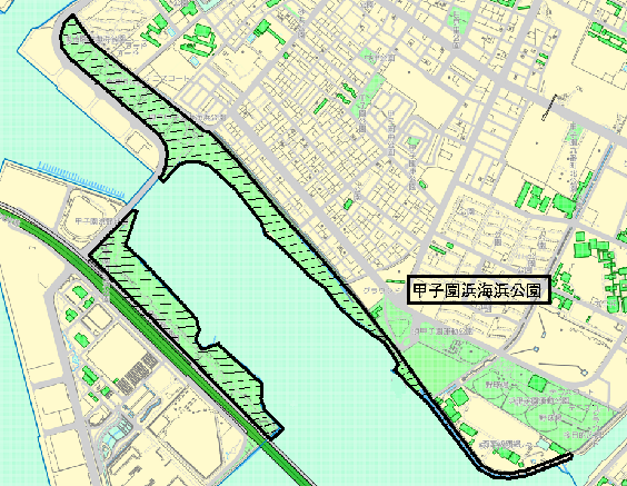 花火禁止重点区域（甲子園浜海浜公園）