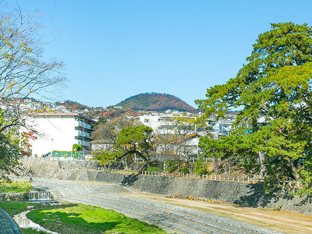 夙川河川敷緑地からの甲山