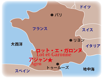 ロット・エ・ガロンヌとアジャンの地図